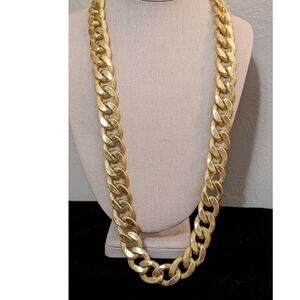 Heavy Brushed Textured Gold Tone Slip Over Head Rapper Chain